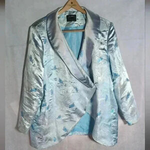 AS HRO blue satin floral pattern jacket sz 24